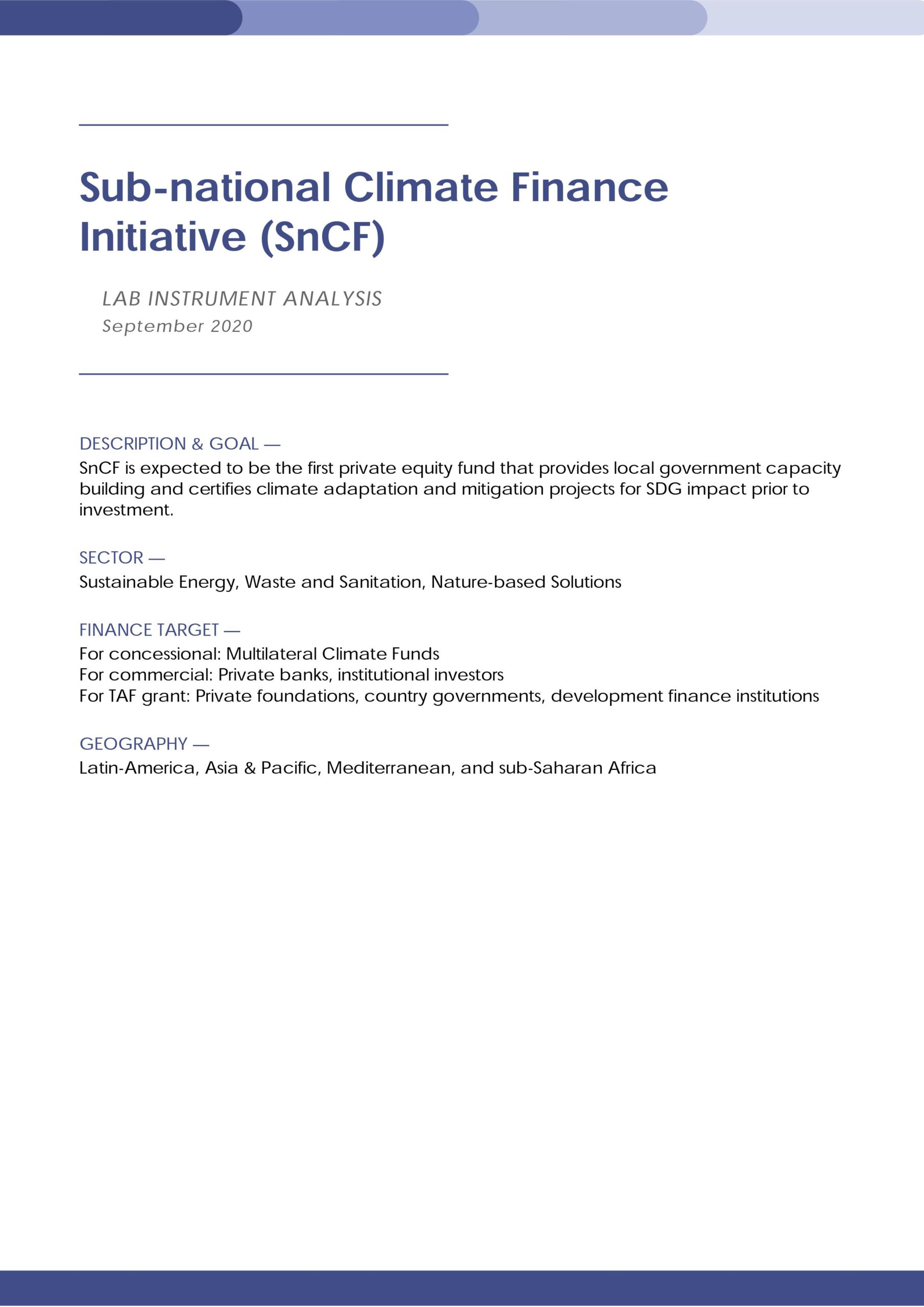 Sub National Climate Finance